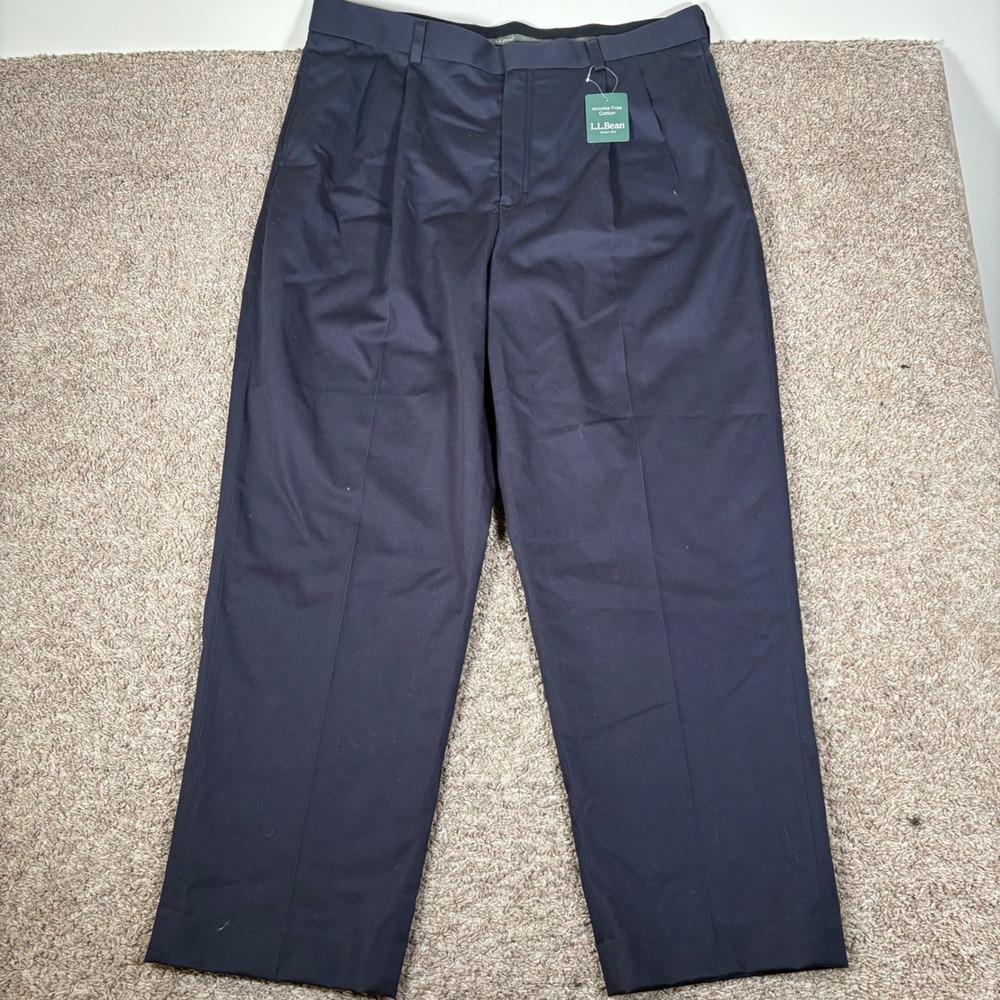 L.L.Bean Classic Fit Wrinkle Free Cotton Dress Pants Pleated Front Size 38x30